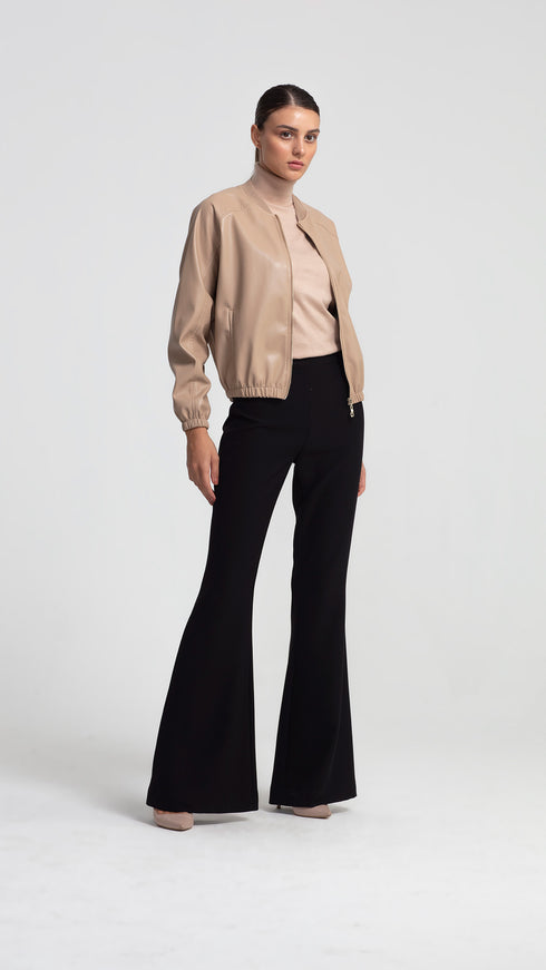 Vegan Leather Bomber Jacket